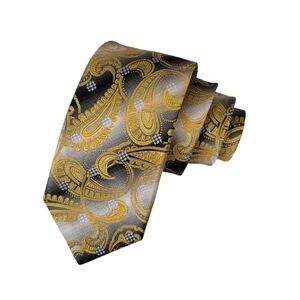 Linea In 100% Silk Tie Ombre Yellow Black Gray Paisley Formal Made In Italy